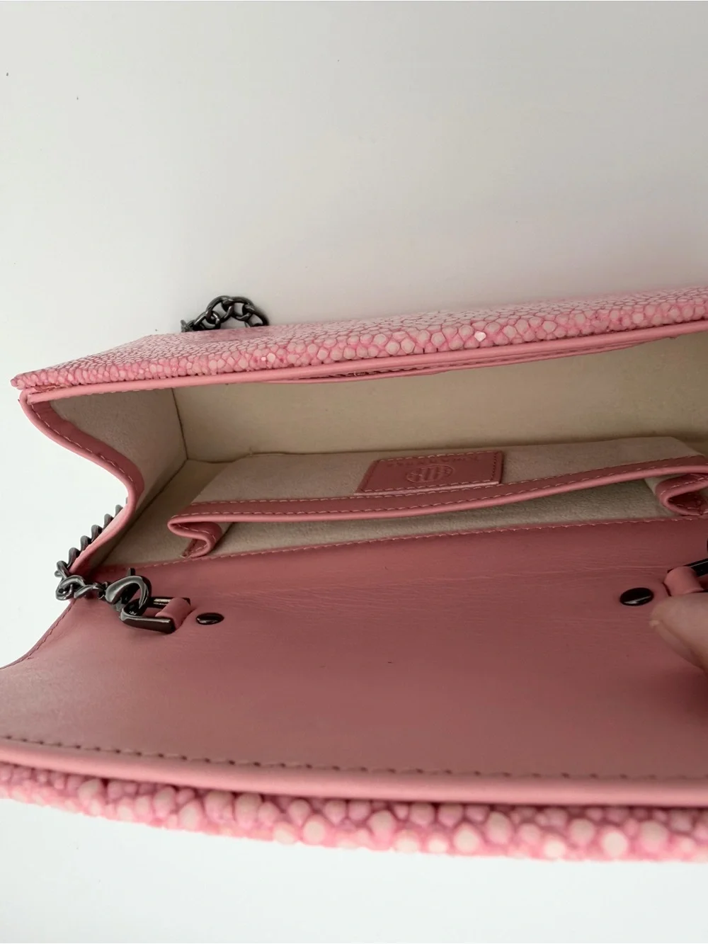 J. Markell Pink Baby Grande Stingray Leather Clutch Crossbody
